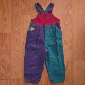 Vintage Multicolor Corduroy Kids Overalls